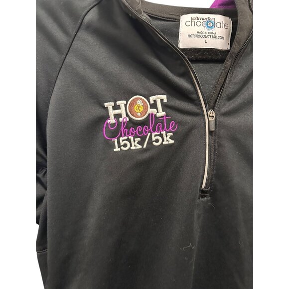 Hot Chocolate 15K/5K Black & Purple Running Jacket With Hood & Zipper Pockets L - Picture 2 of 6